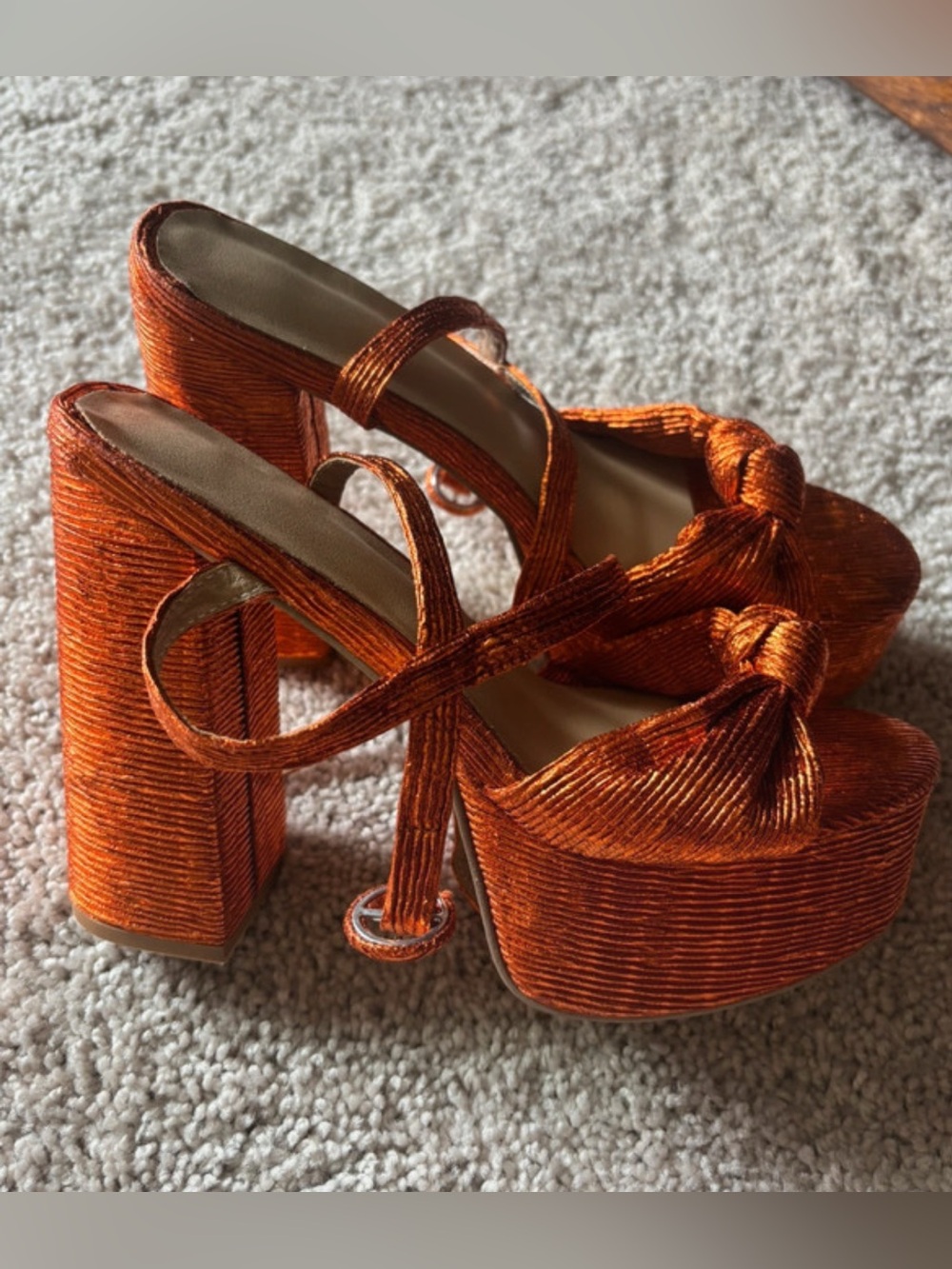 Brand New Metallic Orange Platform Heels